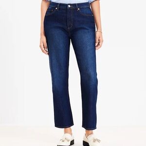 BRAND NEW! Loft Curvy High Rise Straight Jeans in Clean Dark Wash